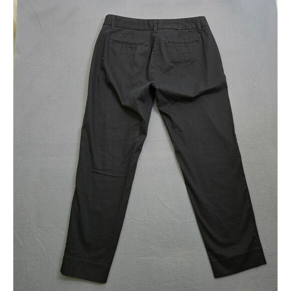 J. Crew Outlet Women 2 Black Tapered Leg Low Rise Chino Pants - Picture 2 of 9